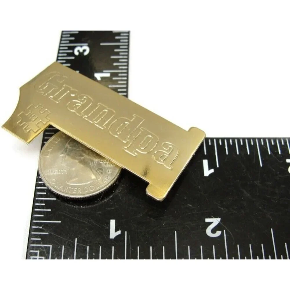 Vintage #1 Grandpa Money Clip Gold Tone Men Wallet ID Credit Card Holder